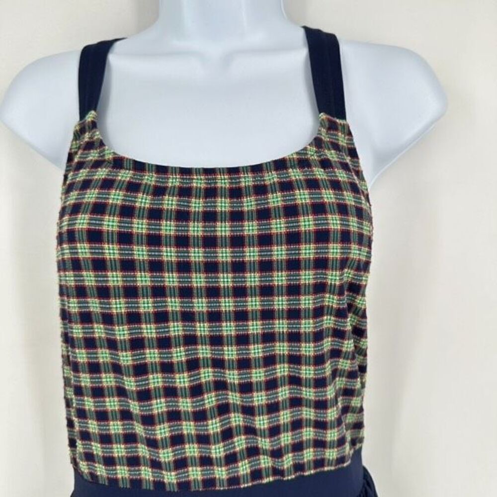 Vintage 80s Jantzen Women's Criss-Cross Back Swimshorts One Piece Blue Size 10 - Picture 5 of 9